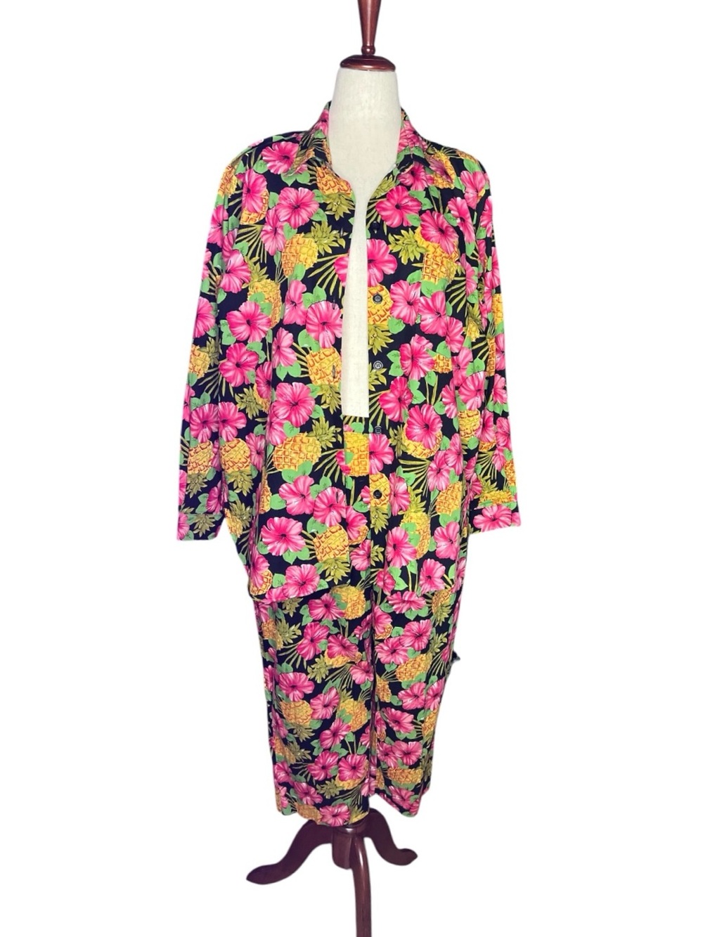 VTG MAGGY STUDIO Bold Tropical Print 2pc ResortWear Ensemble 100% Cotton 1X
